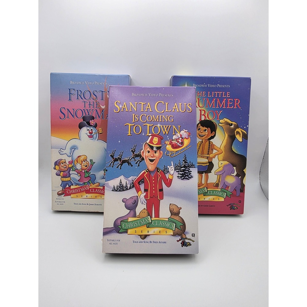 Vintage Christmas Classics VHS Lot Frosty Santa Claus Little Drummer Boy 1993